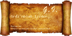 Grünblat Izidor névjegykártya